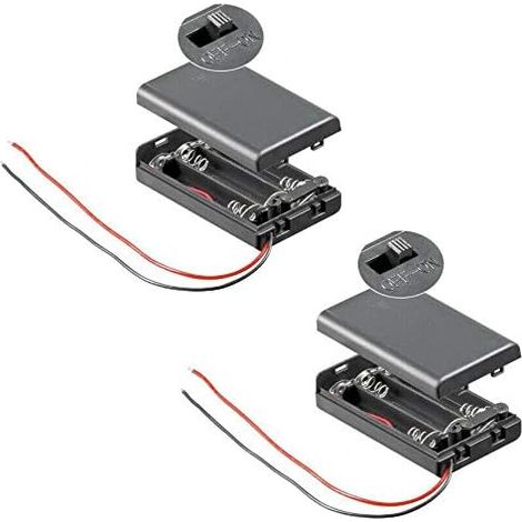 Lot 2 Porte-Piles PerfectHD 3x AAA, Interrupteur ON/OFF, Noirs, Durables, Robustes, Électronique, DIY, Projet (1/3)