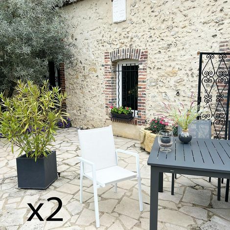 Fauteuil de jardin blanc en aluminium (lot de 2) OSLO (1/4)