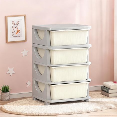 Cassettiera enfant crème en plastique PP 4 tiroirs crema en PP (1/5)