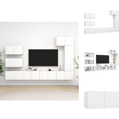 TV-Möbel - Living 8-tlg. TV-Schrank-Set Weiß Holzwerkstoff (1/5)