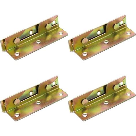 Lot de 4 charnières lit sans mortaise, fixation charnière, support rail for accessoires d'insertion, épaississement suspension Pour Cadre De Lit (1/5)
