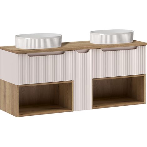 Doppelwaschtisch 140.4cm Riva mit 3 Schubladen, Kaschmir