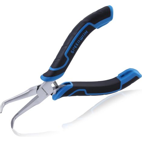 Pince à bec pointu mâchoire dentelée 45° coudée pour bijoux, entretien informatique, réparation électronique, pliage de fil idéal (1/5)