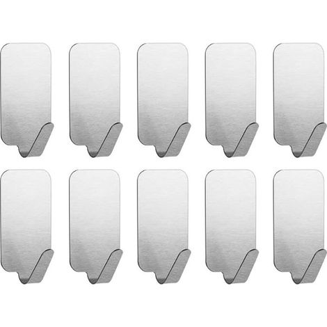 10 pièce Crochet en acier inoxydable sans clous, crochet de rangement pour cuisine et salon, crochet simple arrière de porte multifonctionnel, petit crochet en acier inoxydable (1/5)