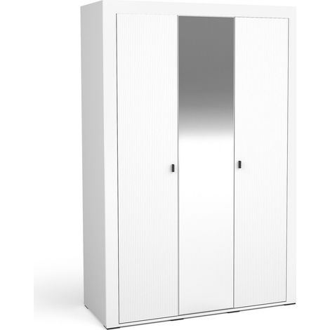 Armario Mormavu 101, Mate blanco, 206x138x56cm, Puertas de armario: Con bisagras, Número de estantes: 0