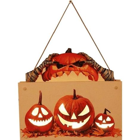 Ulisem Halloween Pumpkin Light Hanging Sign Ghost Mummy Wooden Lampe for Horror Party Accesstes Home Decor Accessoires (1/5)