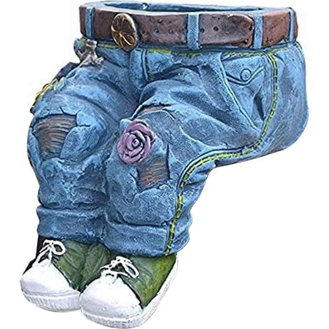 Denim vêtements Pants résine pots de fleurs Jeans jardinière jardin B (1/5)
