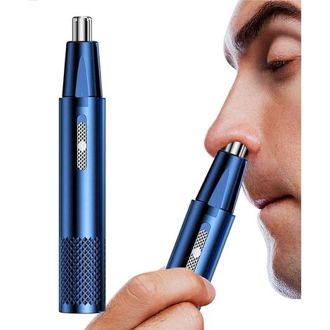 Tagliapeli per naso/orecchie, ricaricabile tramite USB, velocità di rotazione 6000 giri/minuto, strumento di precisione unisex per la cura della persona, dimensioni compatte 15 x 1 cm - blu. (1/5)