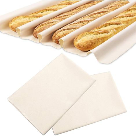 Fermented Bakers Fabric, Bread Baking Canvas, Linen Cloth for Pastry, Fermented Fabric, Pastry and Baking Accessories, for Dough Fermentation, 2 Pieces, 75 x 45 cm (1/5)