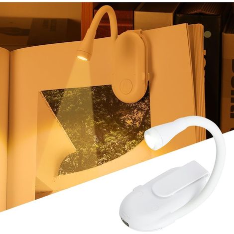 Lampe de lecture pour lit de pince, lampe de livre rechargeable USB, cadeau de livre pour les hommes et les femmes(white) (1/5)