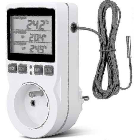 Prise thermostatique numérique avec écran LCD pour serre, élevage et terrarium, contrôle de température, 230 V, régulateur de chauffage et de refroidissement (1/5)