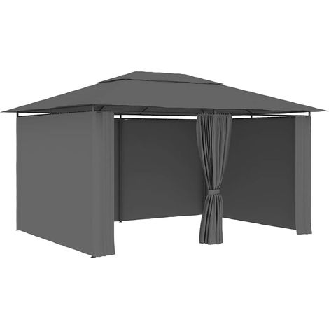 Tonnelle de jardin avec rideaux 4 x 3 m Anthracite (1/5)