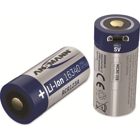ANSMANN Li-Ion Akku16340 Lithium Accu wiederaufladbar CR123A USB-C Eingang (1/5)