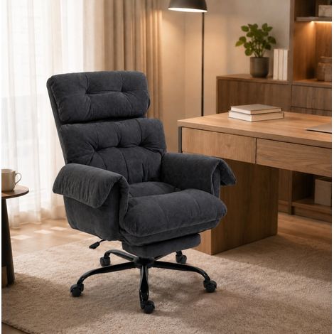 Sedia da ufficio 80x77x116 cm in acciaio grigio scuro, schienale reclinabile – MEUBLIV (1/5)