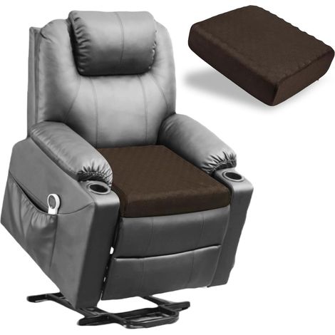 Grand Coussin Rehausseur de Siège en Mousse à Mémoire de Forme pour Chaises Longues, Canapés, Fauteuils, Coussin Épais, 51x51x12,5 cm (Couleur de café) (1/5)