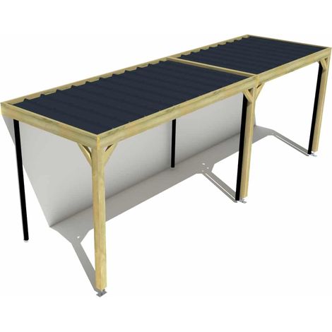 Carport bois • 7m x 2m • adossée • sens largeur • livraison comprise (1/3)