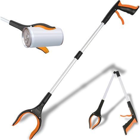 Pince de Ramassage, Pince Ramasse Objet, Pince a Dechet, Ramasseur de Détritus, Pince de Préhension Pliable, Pince Telescopique 83cm, Pince pour Ramasser sans Se Baisser (Couleur Orange) (1/5)