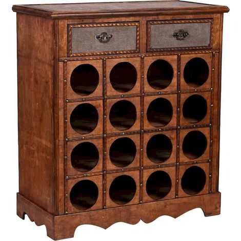 Coffre à bouteilles en bois marron style artisanal - bois marron effet vieilli (1/5)