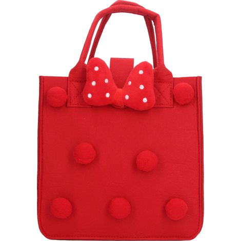 Lot de 2 Sacs Cadeaux en Feutre Rouge avec Nœud Pompon, Réutilisables, Pliables, Idéal pour Anniversaire Enfant, Shopping ou Rangement (1/5)