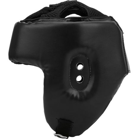 Casque de boxe en cuir PU avec protection de tête ajustable, idéal pour l'entraînement de kickboxing et la défense, noir, grande taille.