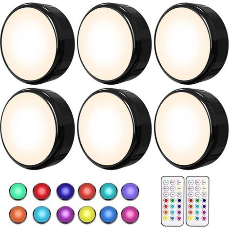 Iluminación LED para debajo de los gabinetes - Luces LED regulables multicolores que funcionan con pilas - Control remoto - Función de temporizador - Aptas para gabinetes de cocina (1/5)