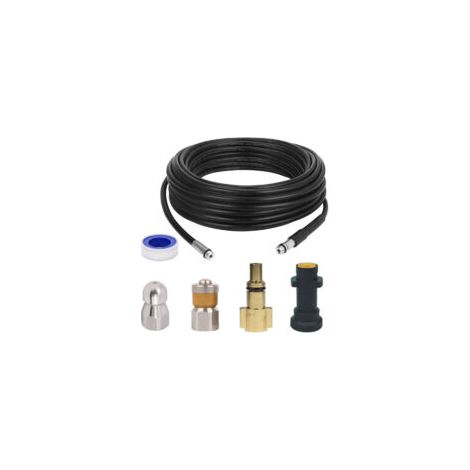 Tubo per la pulizia degli scarichi per Kärcher, kit di pulizia per tubi di scarico ad alta pressione con ugello a getto e ugello rotante per serie Kärcher K2-K7 e LAVOR (20 m) - Crezuo