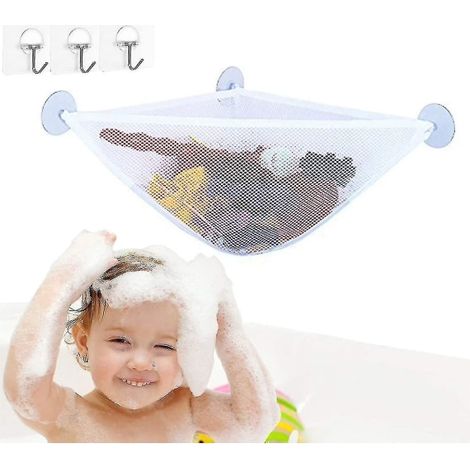Sac de rangement pour jouets de bain avec 3 ventouses puissantes - filet à jouets de baignoire