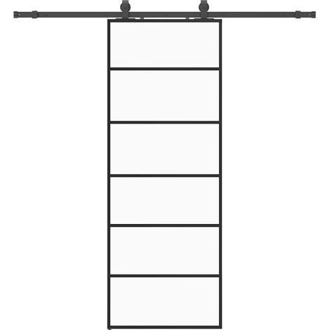 Maison Exclusive - Schiebetür mit Beschlag Schwarz 76x205 cm ESG-