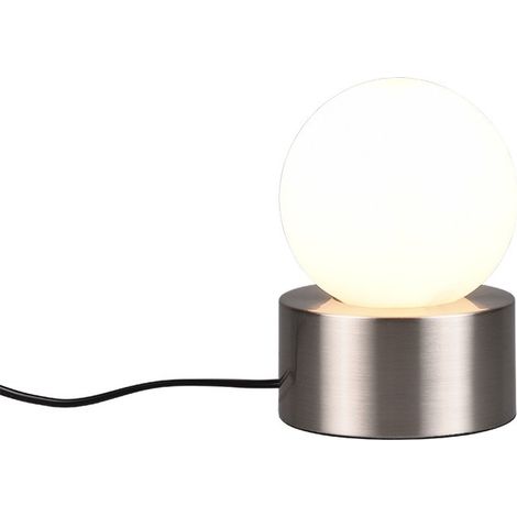 COUNTESS LAMPADA DA TAVOLO BASE IN METALLO ACCIAIO CON VETRO BIANCO ACCENSIONE TOUCH H. 17CM 1 LUCE ATTACCO E14 (1/3)