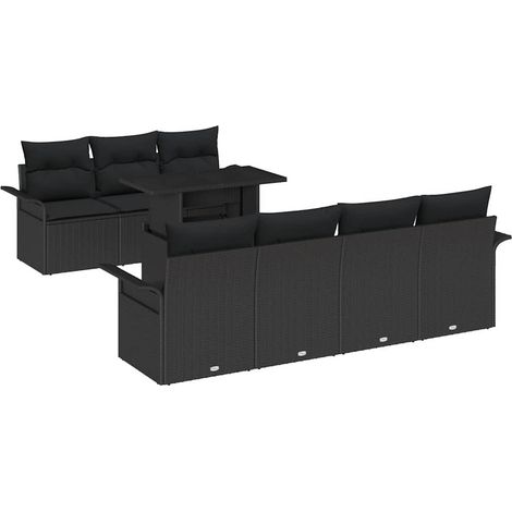 Maison Exclusive - Set Divano da Giardino 8 pcs Nero Rattan in Polipropilene (1/5)