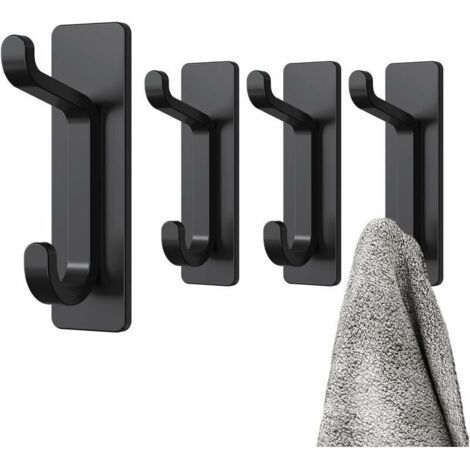 Gancio adesivo da parete, portasciugamani da bagno, gancio per strofinacci da cucina, appendiabiti adesivo, montaggio a parete senza foratura, impermeabile, nero