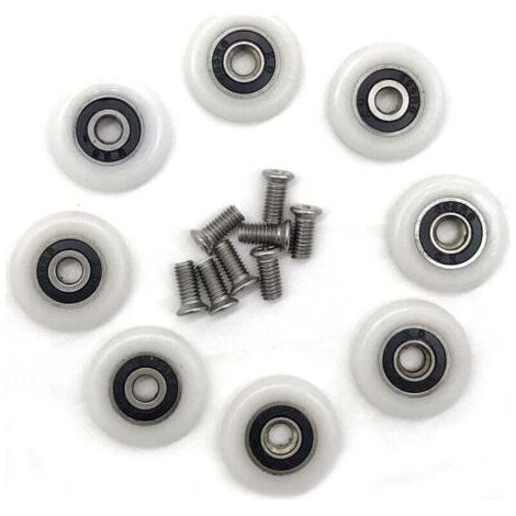 8 Duschkabinentürrollen (23 mm mit Schrauben)