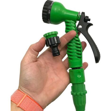 Tuyau d'arrosage extensible - - C2615A - Vert - Extensible x3 (5→15 m) - 7 modes - Raccords anti-rupture (1/4)