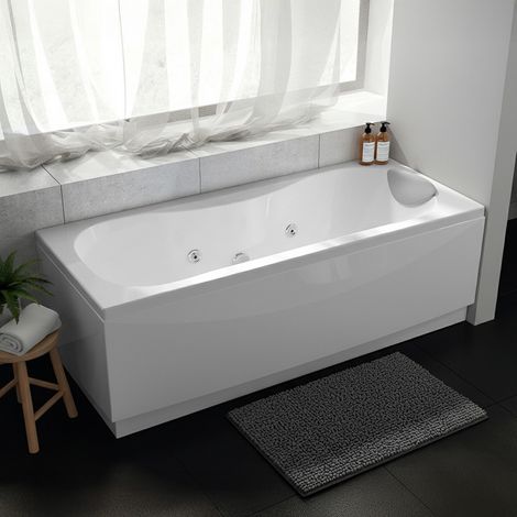 Vasca da bagno idromassaggio 160x70 a 6 JET bianco lucido con cuscino antibatterico Calypso (1/4)