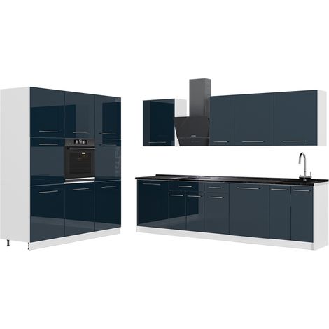 Cucina componibile Fame-Line, Blu scuro lucido/Bianco, 460 cm, PL Antracite, Vicco (1/5)