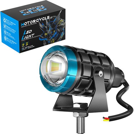 Phare supplémentaire moto HYXJ M1 16W 1600LM CSP3570 DC9-80V IP68, faisceau concentré blanc jaune double couleur, éclairage haute et basse faisceau pour moto voiture 4x4 camion bateau(4pcs)