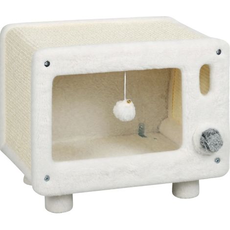 Casetta per gatti a forma di televisore con amaca e tiragraffi in sisal 50 x 33 x 42 cm (1/5)