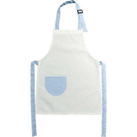 Tablier bleu à poche « Love » ajustable 47 x 36 cm, en coton et lin, pour dessiner et jouer (1/5)