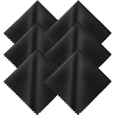 6-teiliges Brillenputztuch – Schwarz, 15 x 18 cm, Mikrofaser-Bildschirm-Reinigungstuch, Brillen-Bildschirm-Reinigungstuch