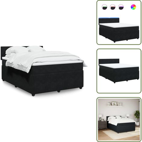 Boxspringbett mit Matratze Schwarz 160x200 cm Samt - Boxspringbett - Boxspringbetten - Bett - Schlafzimmermöbel