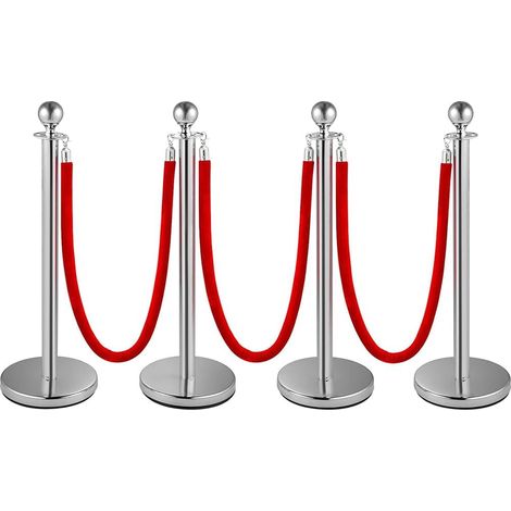 Crowd Control Stanchion, Lot de 1,5 m de corde en velours rouge, séparateur de corde Stanchion, en acier inoxydable, avec base en plastique remplissable, aéroport (4) (1/5)