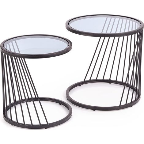 Conjunto mesa de centro Houston 604 , 50x0x0cm, Diámetro: 50, Vidrio templado, Redonda
