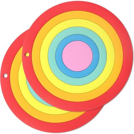 2 alfombrillas aislantes de silicona, alfombrillas gruesas resistentes al calor de colores arcoíris, sartenes y ollas calientes, tamaño grande (1/5)
