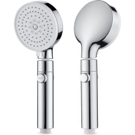 Pr High Pressure Shower Head, 3 Jet Shower Head, Anti Limescale Shower Head, Hand Shower with Switch, Water Saving Shower Head, Universal Bathroom Shower Head (1/5)