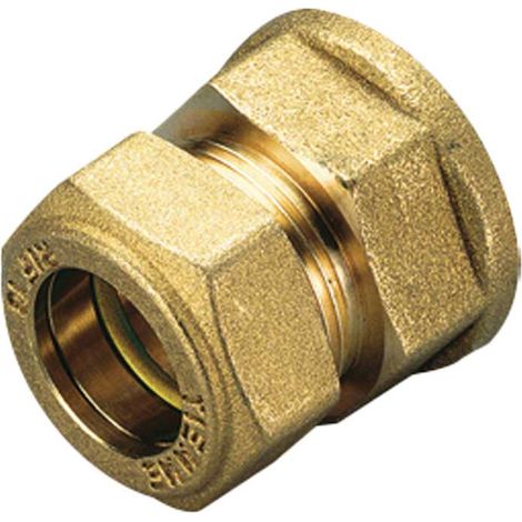 RACCORDO DIRITTO FEMMINA A COMPRESSIONE CON O-RING GIALLO PER GAS TIEMME Ø22 x 3/4