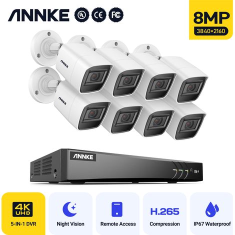 ANNKE E800 8MP High Clarity Bullet Camera Night Vision Outdoor IP67 Waterproof 8Cameras 8-Channel 4K Ultra HD Wired Security Camera System CCTV Kit (1/5)