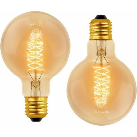 Ampoule Vintage G80 E27 Dimmable 40W Blanc Chaud 2700K, AC 220V, Ampoules de Décoration à Incandescence Rétro E27 Spirale Tungstène Filament Lampe, lot de 2 (1/5)
