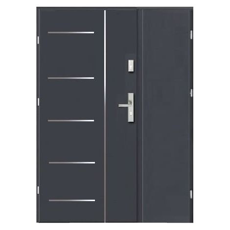 Porte d'entrée double Future 140 cm - 90x50 cm en plusieurs couleurs - Couleur: Noyer - Poignée et serrure : Sans - Sens d'ouverture: Poussant gauche