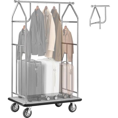 Chariot à Bagages Hôtel Porte-Bagages Concierge Inox Brossé 362 kg 4 Roues Moquette Grise 1080x640x1800 mm Modèle X-126 (1/5)