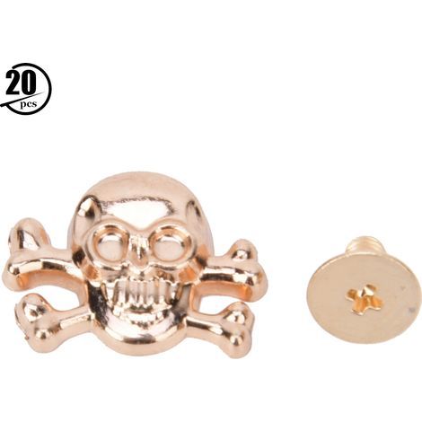 20 Stück Punk-Totenschädel, 15 mm, mit Knochennieten – Gothic-Accessoires für Gepäck und Dekorationen (1/5)
